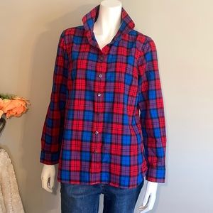Talbots plaid button down top Small